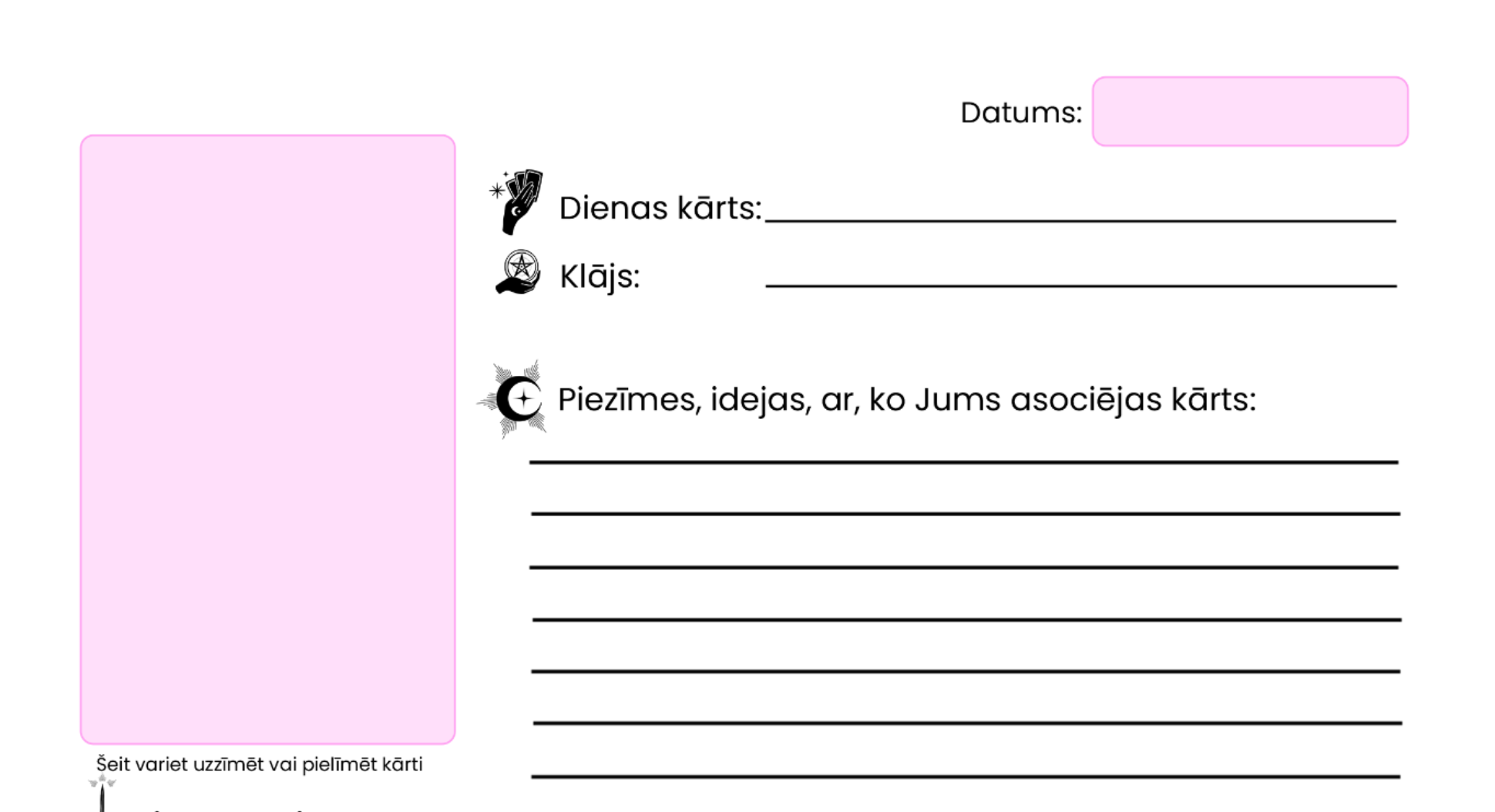Card of the Day note sheet